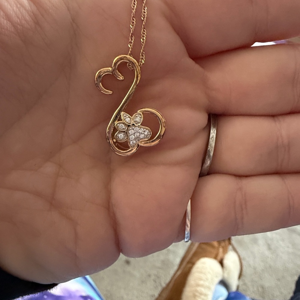 New Jane Seymour Open Hearts Gold Heart Pendant Necklace with paw print
